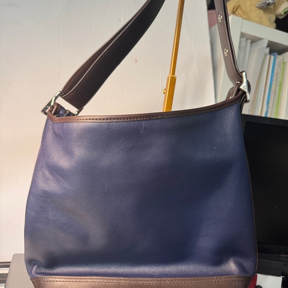 Coach legacy color block leather pink blue navy brown tassels shoulder bag - Picture 11 of 16